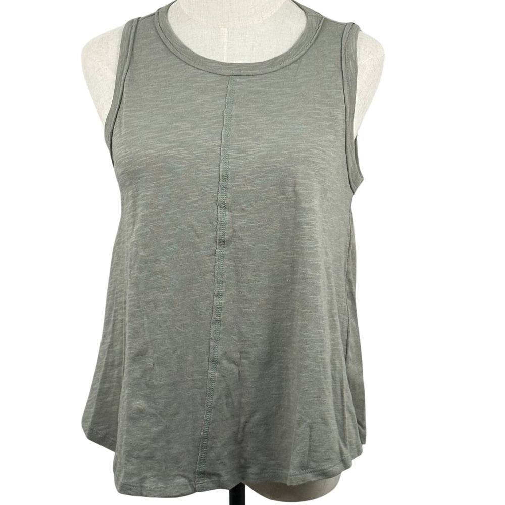 Lush Womens S Tank Top Sage Green Supima Cotton Slub Seam Detail Boho Naturecore